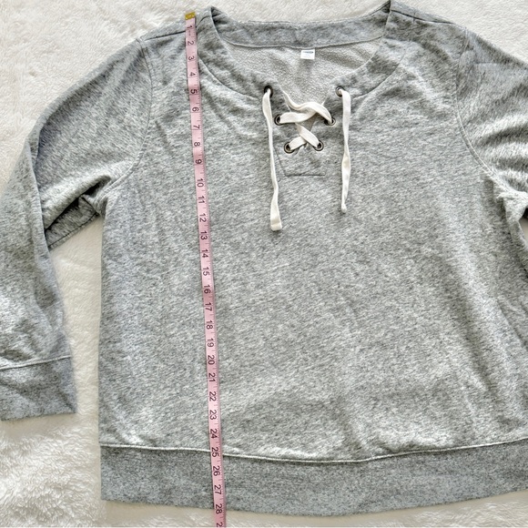 Old Navy Relaxed Lace-Up French Terry Top Heather Gray Size XXL - Picture 5 of 8